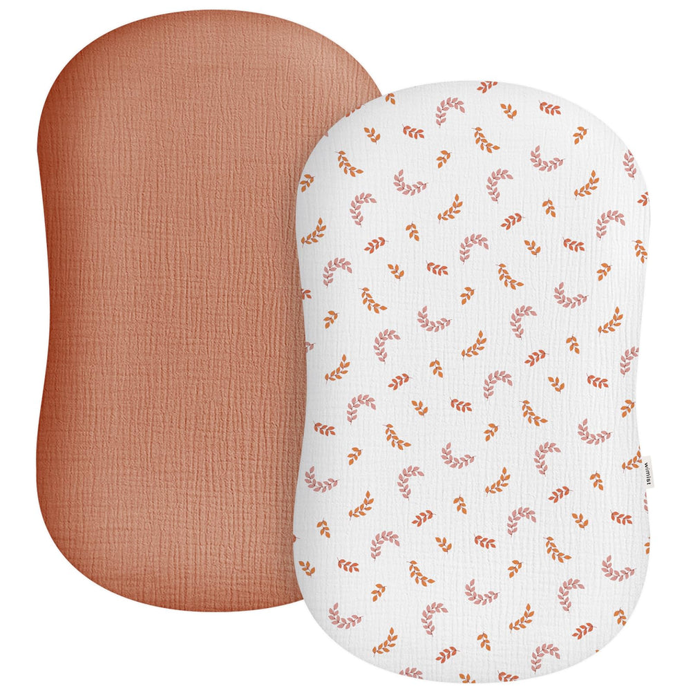 Wimist muslin baby lounger cover two-pack in front view, soft fabric for comfy naps.