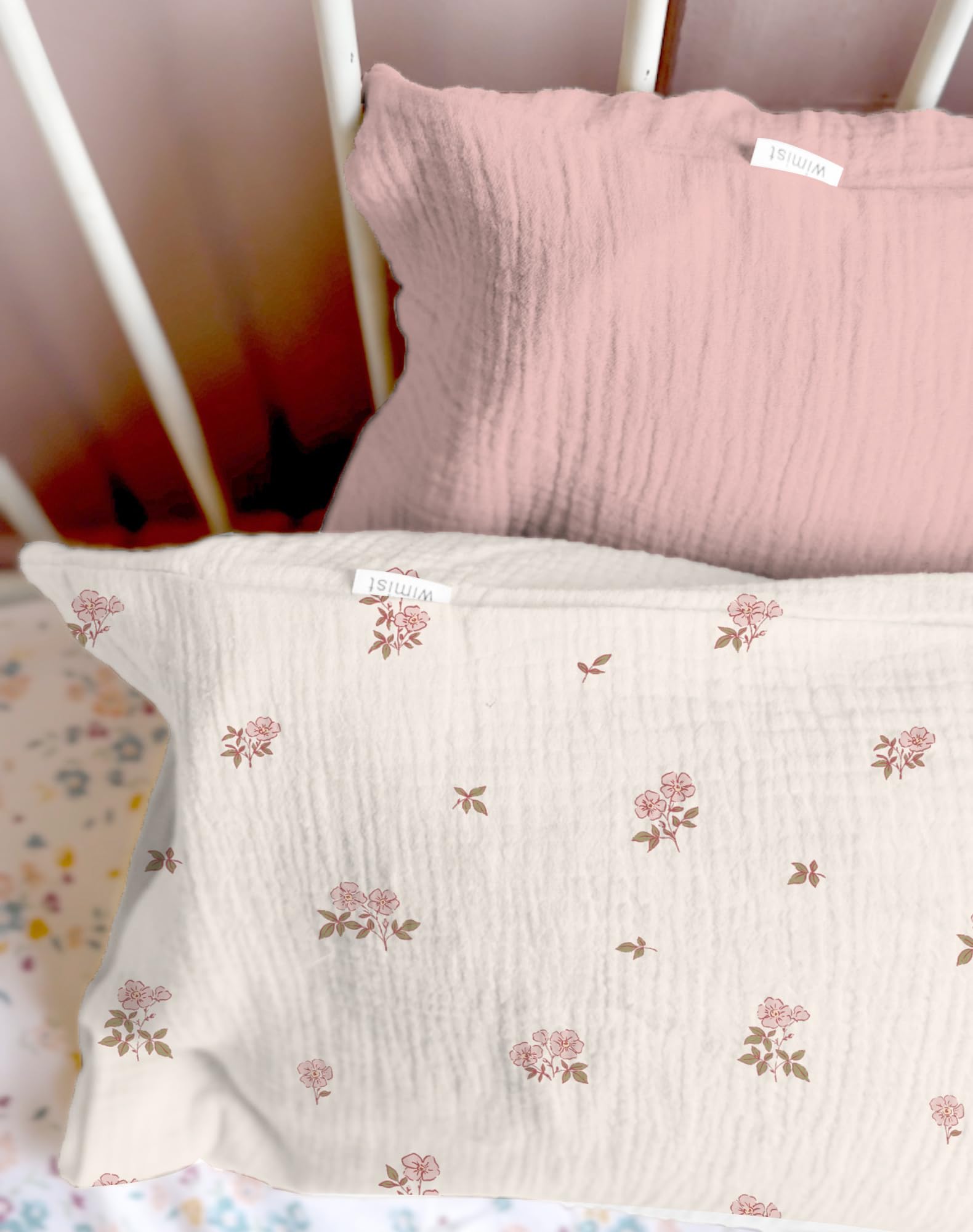 Close-up of Wimist muslin fabric showing soft breathable texture for sensitive skin