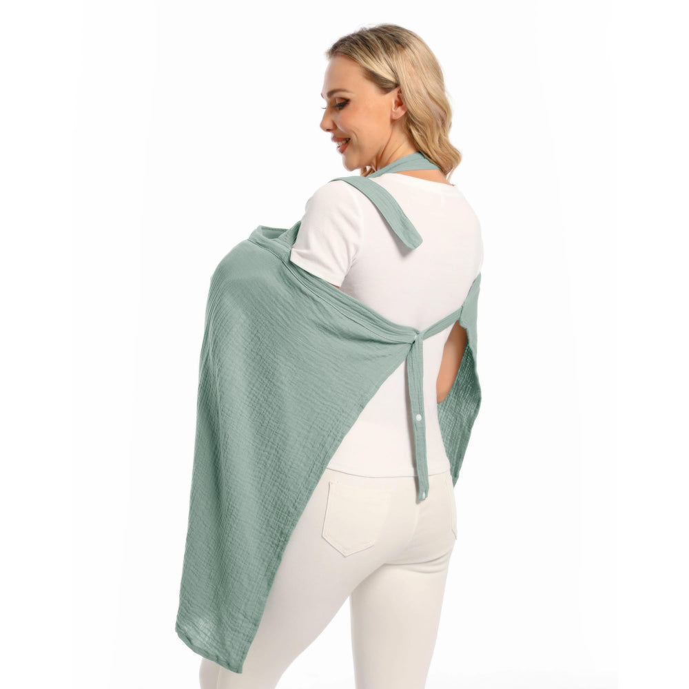 Wimist nursing cover with adjustable shoulder straps for secure one-handed use