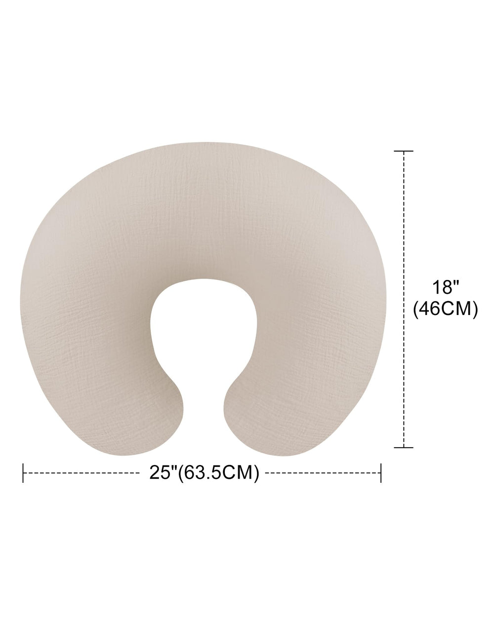 Wimist Rabbit-A beige nursing pillow cover back view, breathable fabric friendly to sensitive skin
