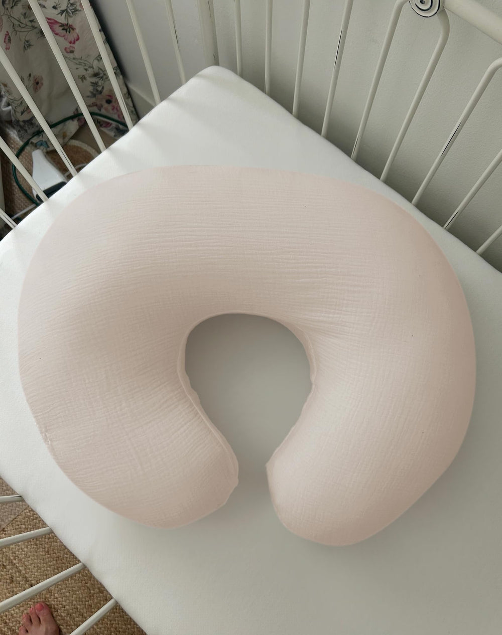 Wimist nursing pillow cover zipper detail highlighting safe, hidden closure for easy removal