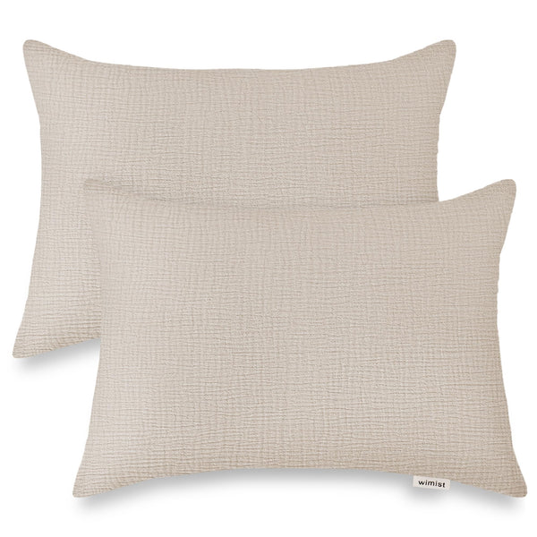 Wimist toddler pillowcase in beige 14x20 with soft muslin fabric