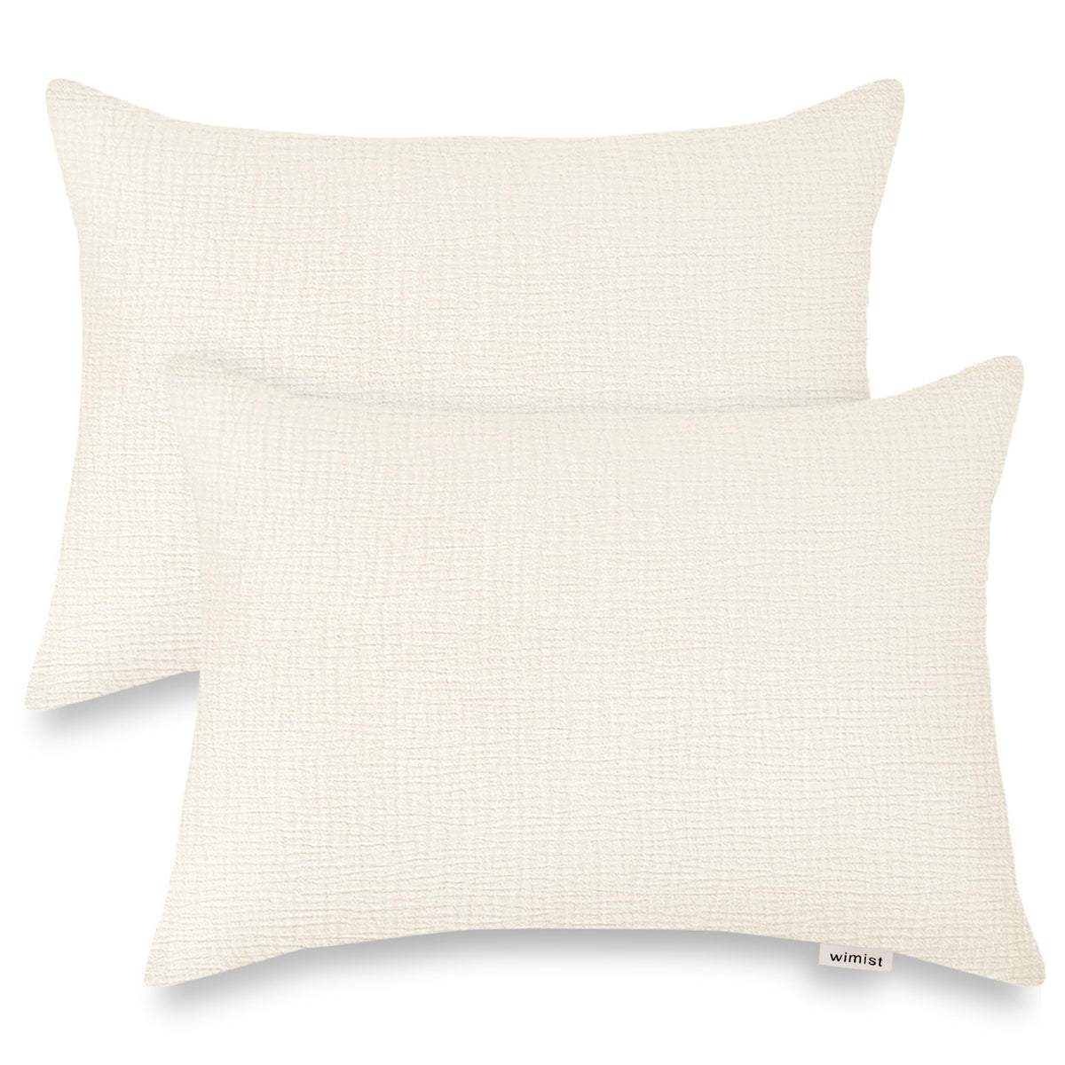 Wimist toddler pillowcase in muslin fabric close-up highlighting breathable design for sensitive skin.