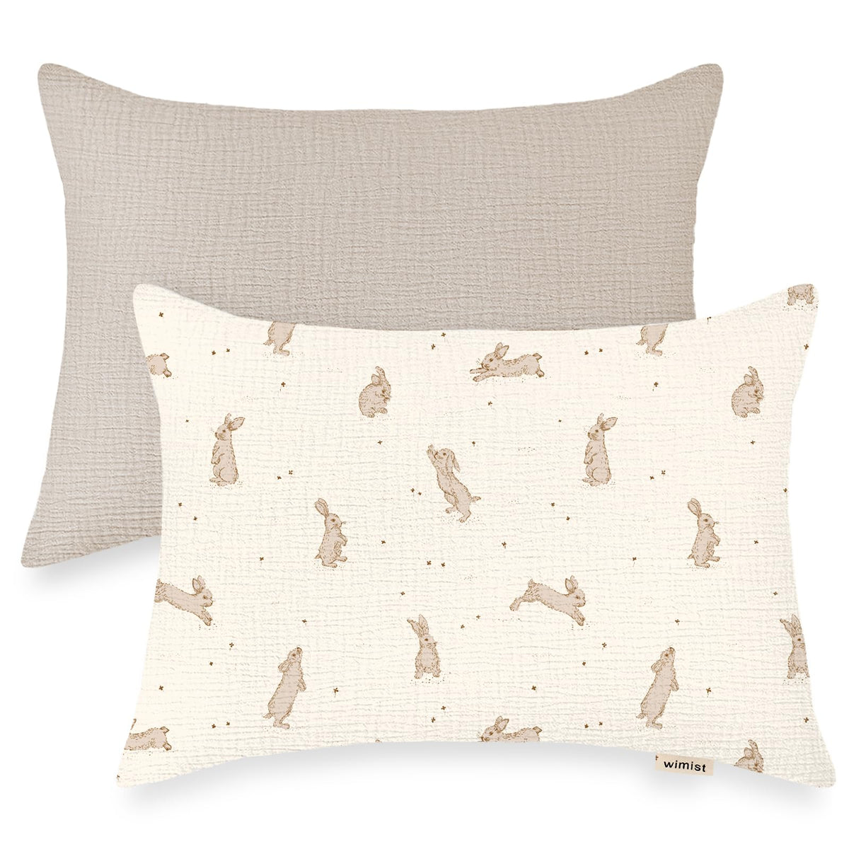 Wimist Rabbit Beige pillowcase with envelope closure keeps pillow secure.