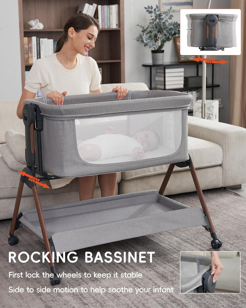 Winchild 3-in-1 bassinet height adjustment for adaptable bedside compatibility.