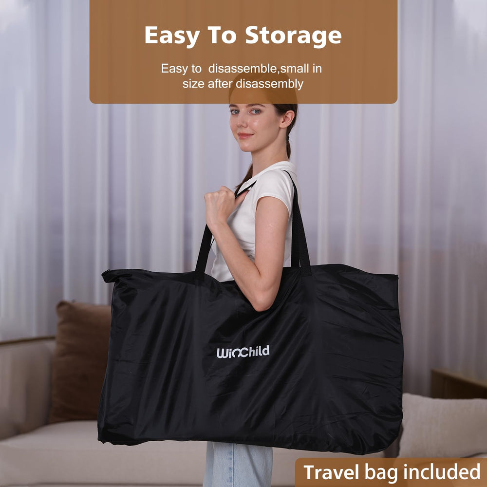 Winchild lightweight bouncer includes a storage bag.