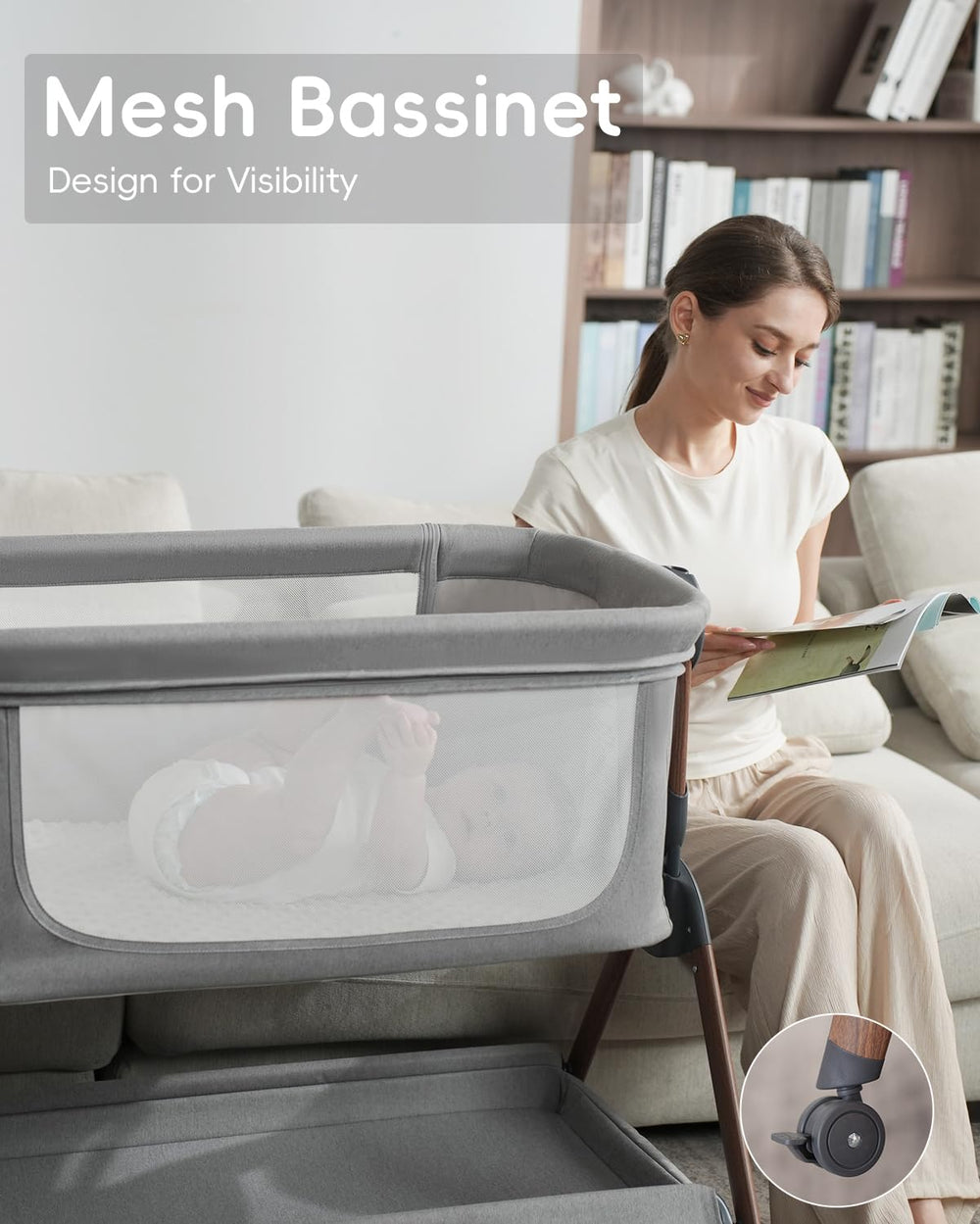Winchild bassinet with removable washable cover for easy cleaning.