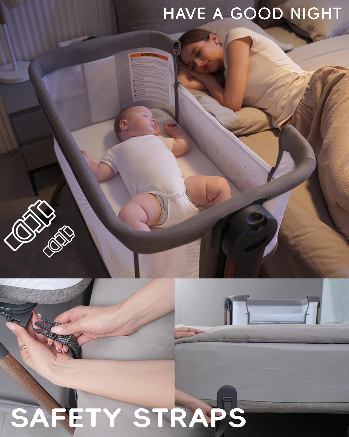 Winchild bassinet wheels and storage enable easy mobility and organization