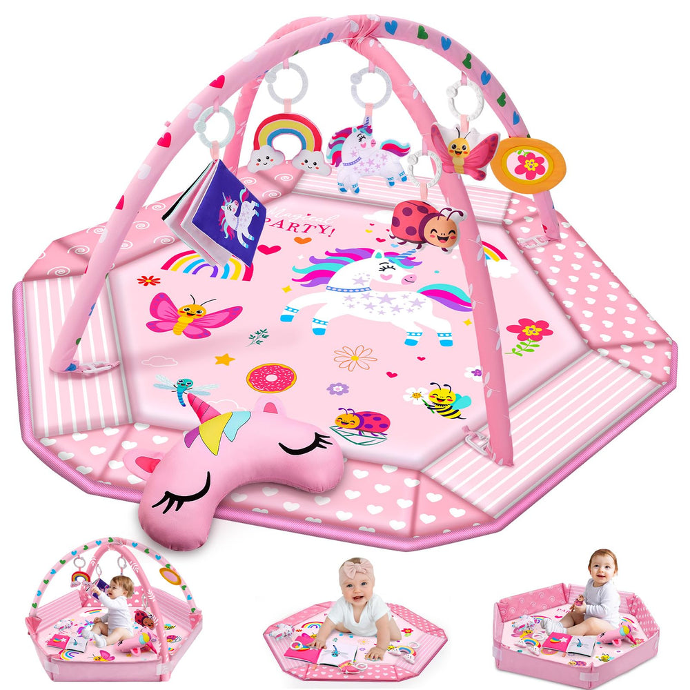 Windidi Unicorn Baby Gym Mat visual stimuli with bright colors for baby exploration