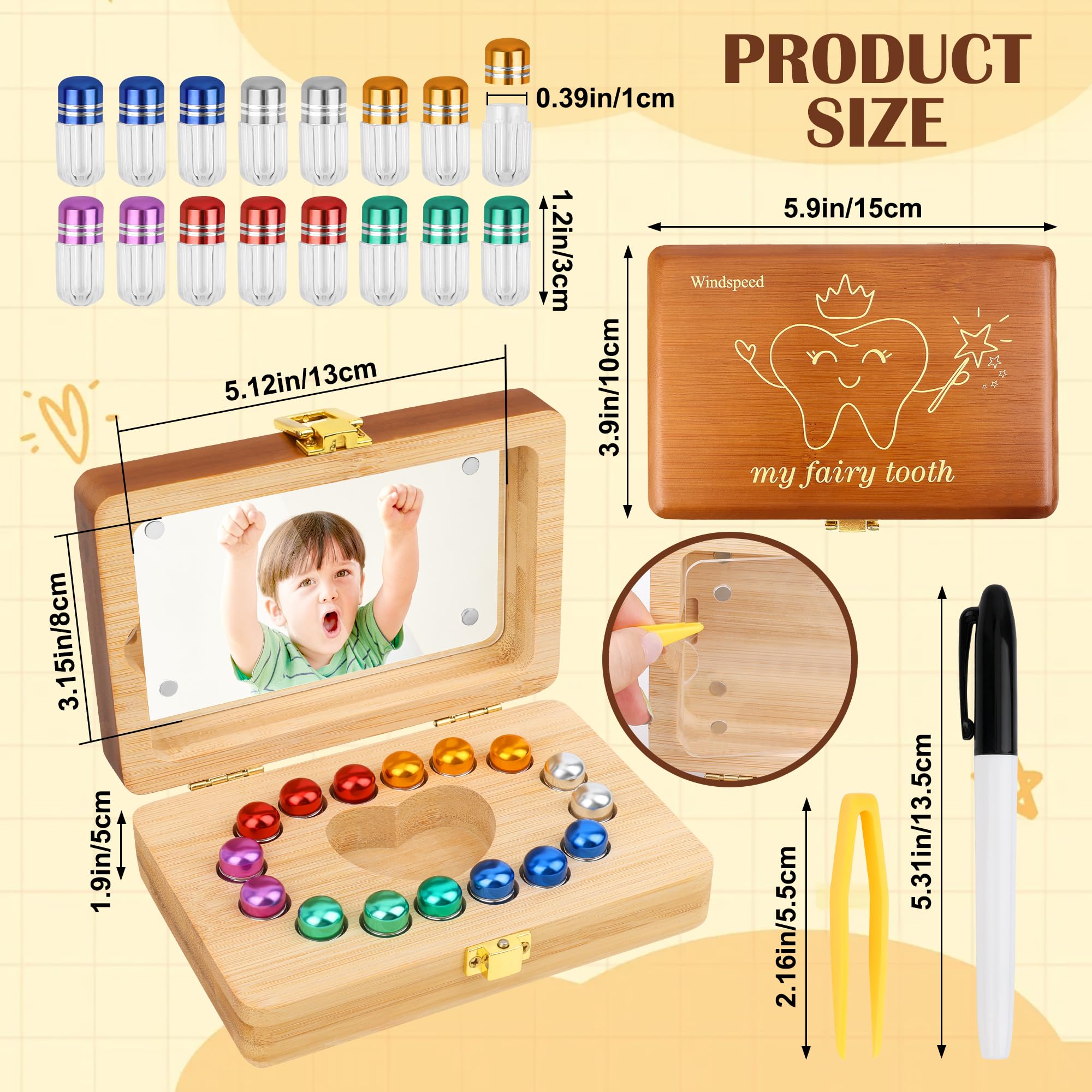 Windspeed tooth box shows tweezers and marker for easy labeling.