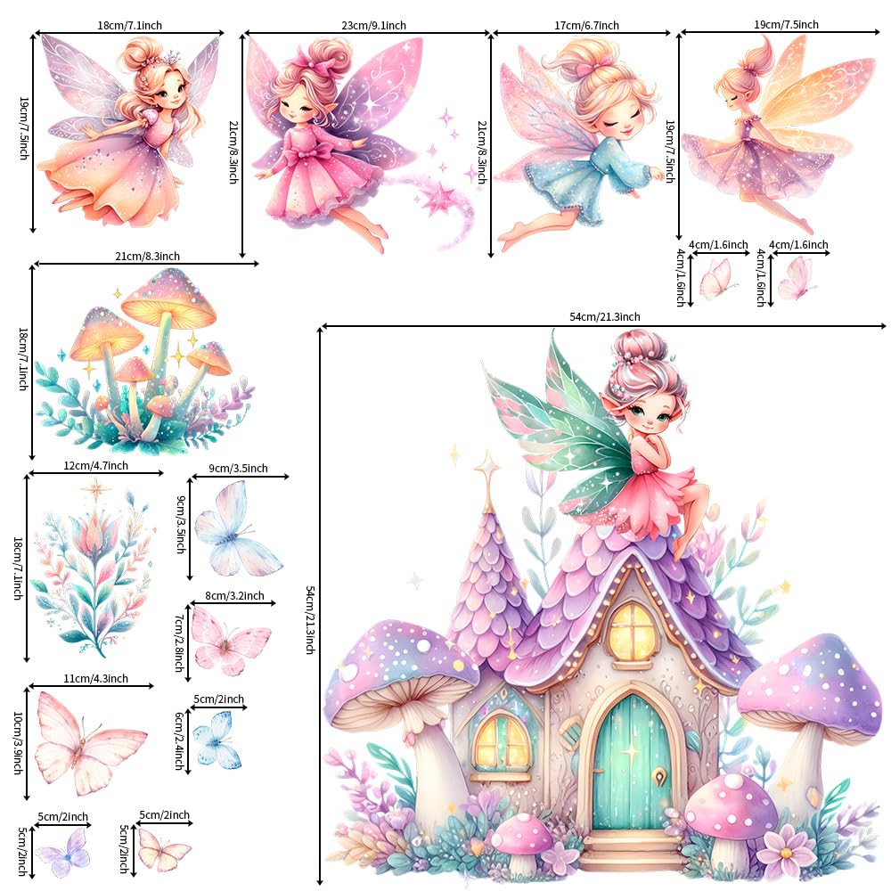 WINDVALE Fairy Wall Stickers Removable and repositionable vinyl for updates.