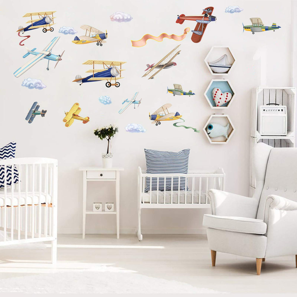 Windvale removable wall stickers for aircraft leave no residue on surfaces.