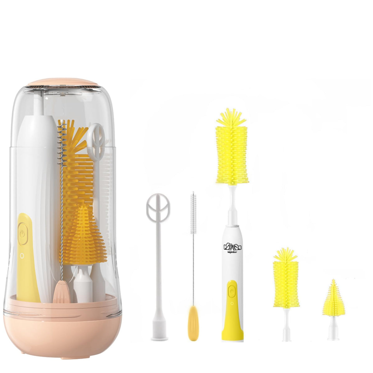 Winforhour travel electric bottle brush set with bottle cleaner for on-the-go cleaning