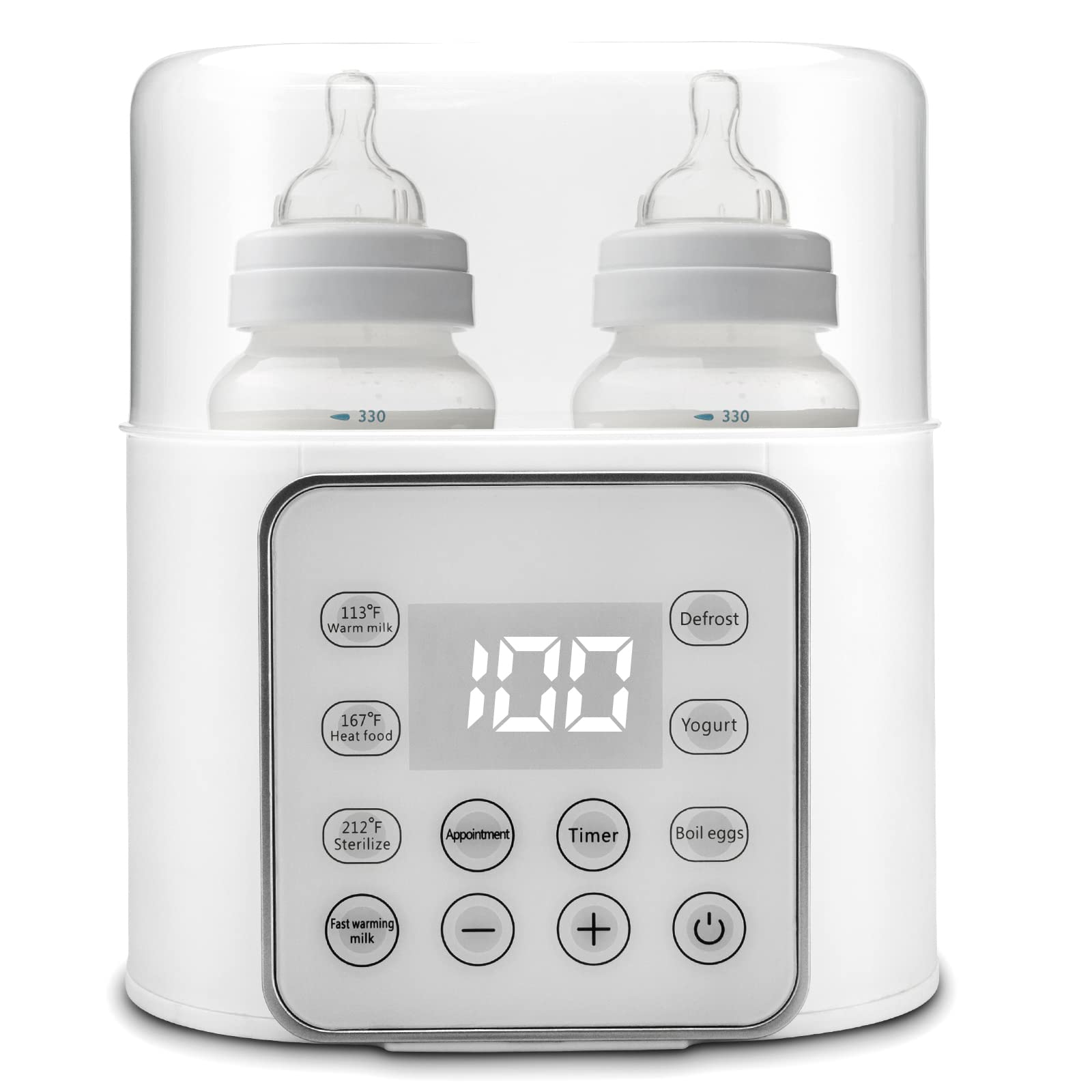 Winged Whale 9-in-1 bottle warmer front view showing compact design for space-saving feeding