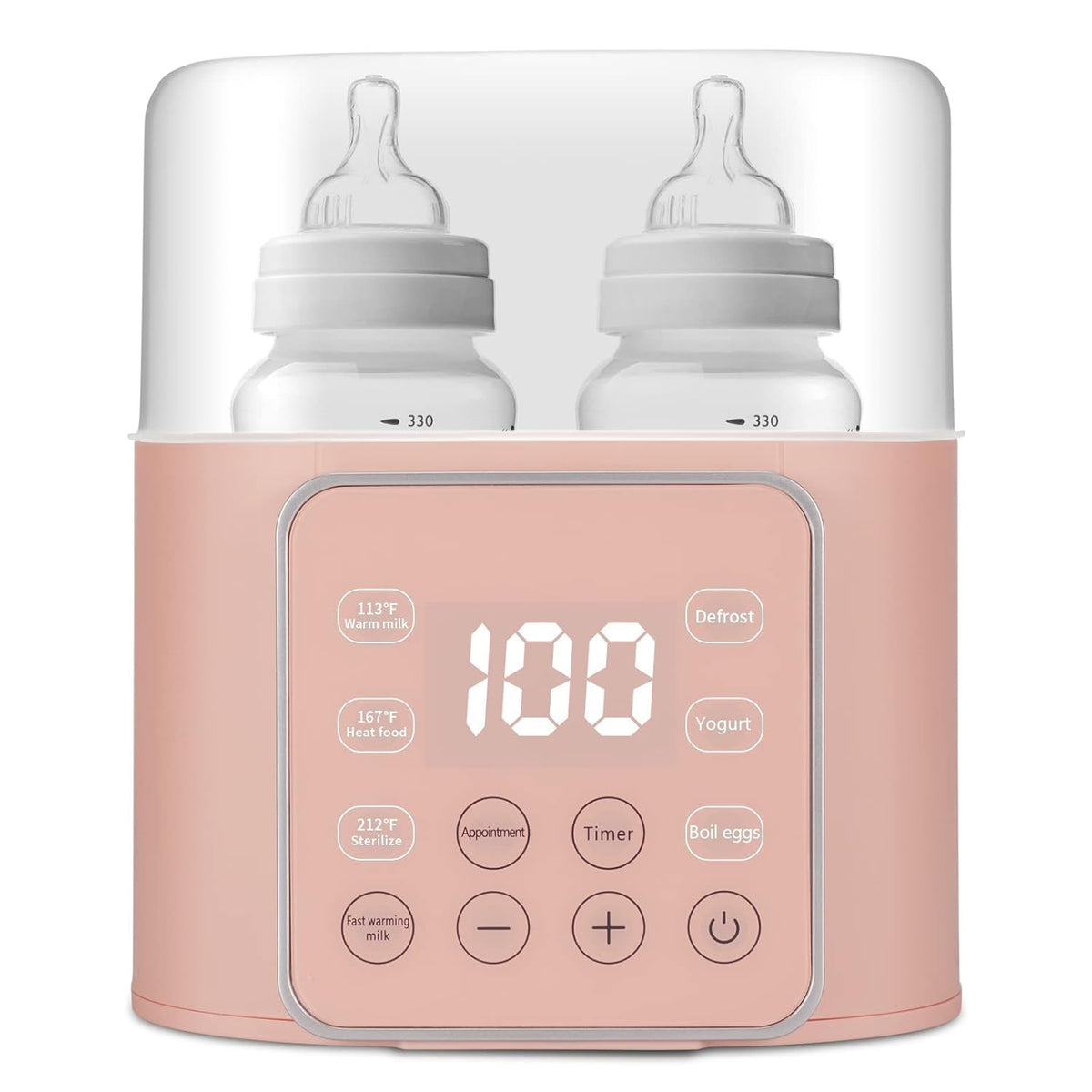 Winged Whale baby bottle warmer showing double-bottle space for twins