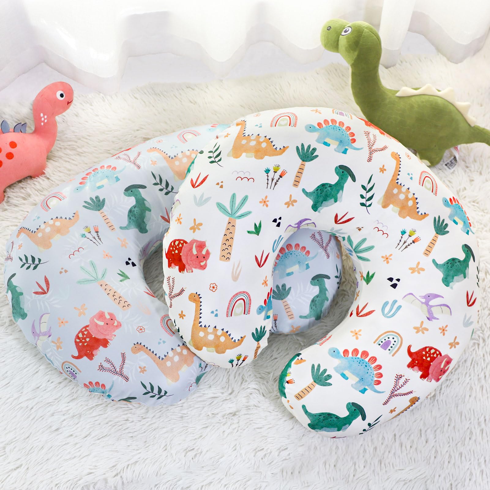 WINGHENLEE Dinosaur cover protects pillows from stains while you feed or soothe.