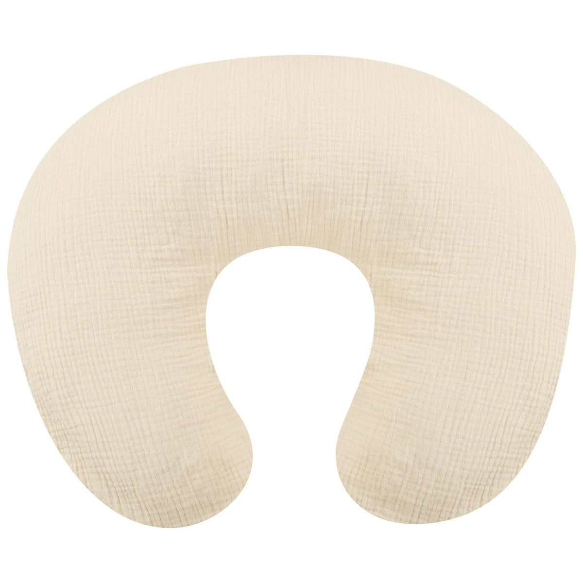 Winghenlee muslin nursing pillow cover front view shows soft oatmeal fabric.