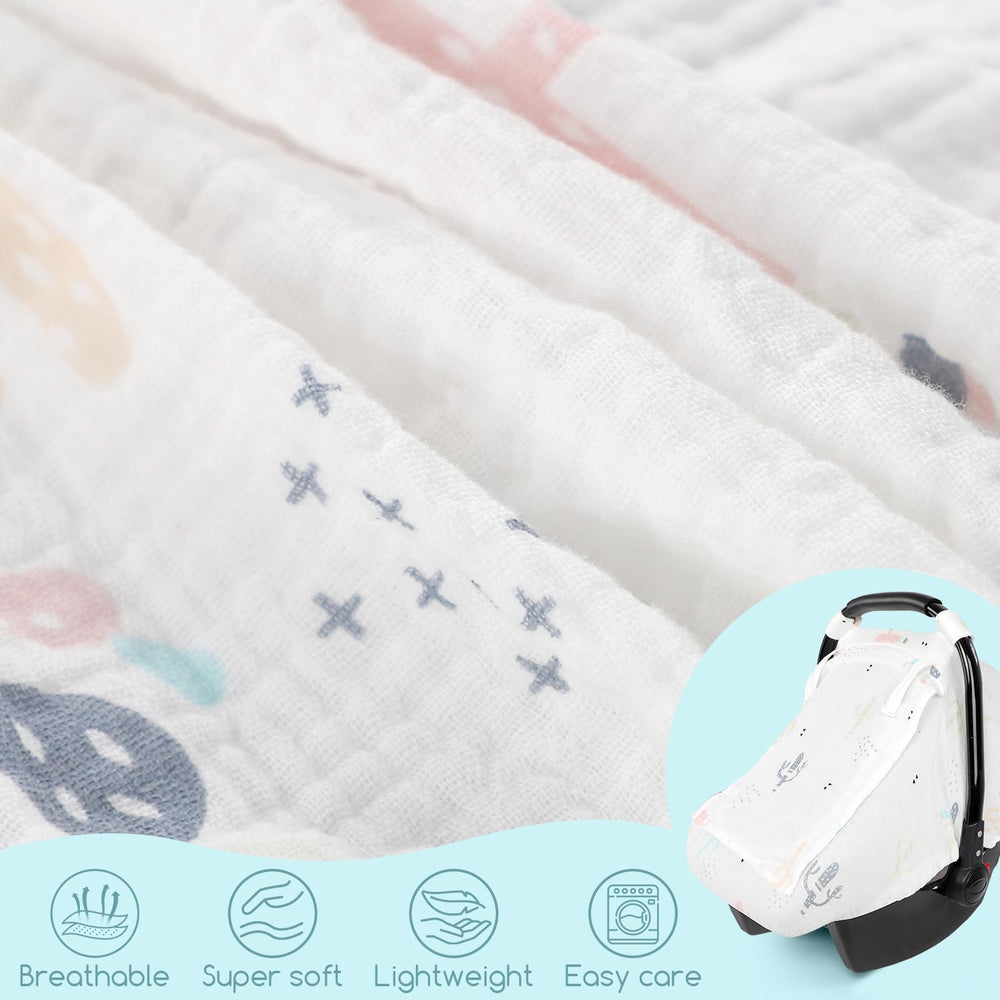 WINGHENLEE muslin sunshade layer blocks sun while keeping baby comfortable.
