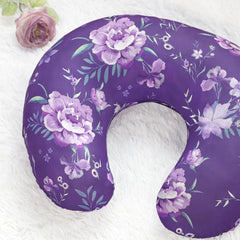 WINGHENLEE purple floral cover on pillow showing snug fit for standard nursing pillows