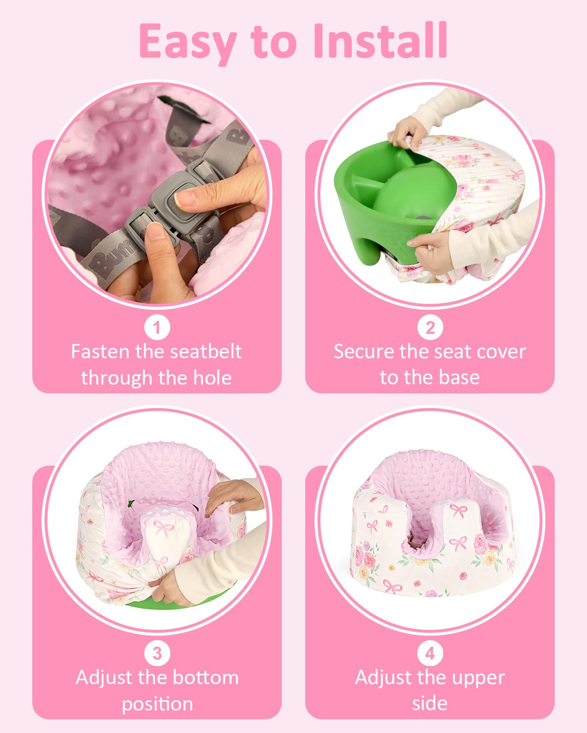 WINGHENLEE pink floral seat cover stays comfortable during newborn moments.