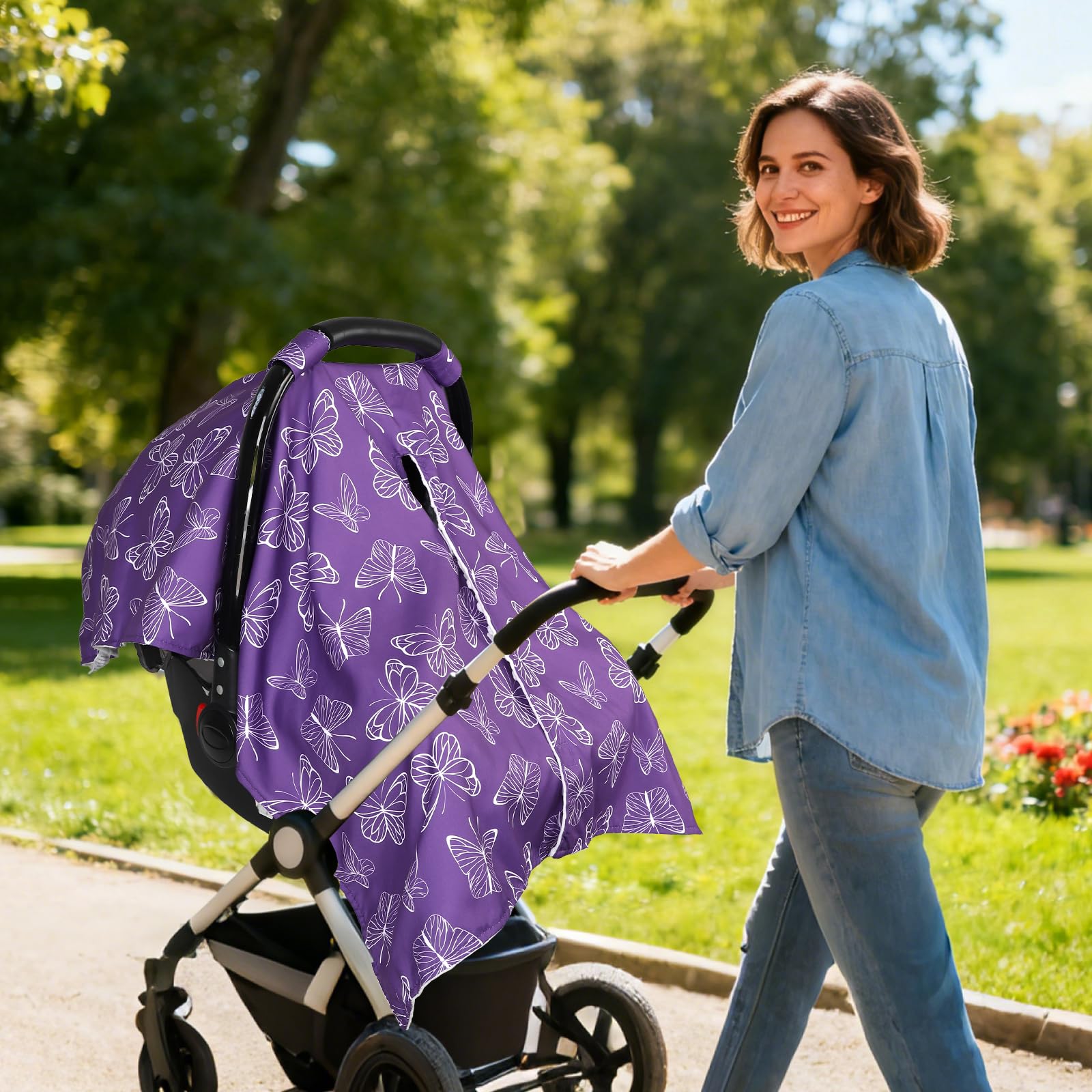 Winghenlee purple butterfly design adds cheerful style to outings