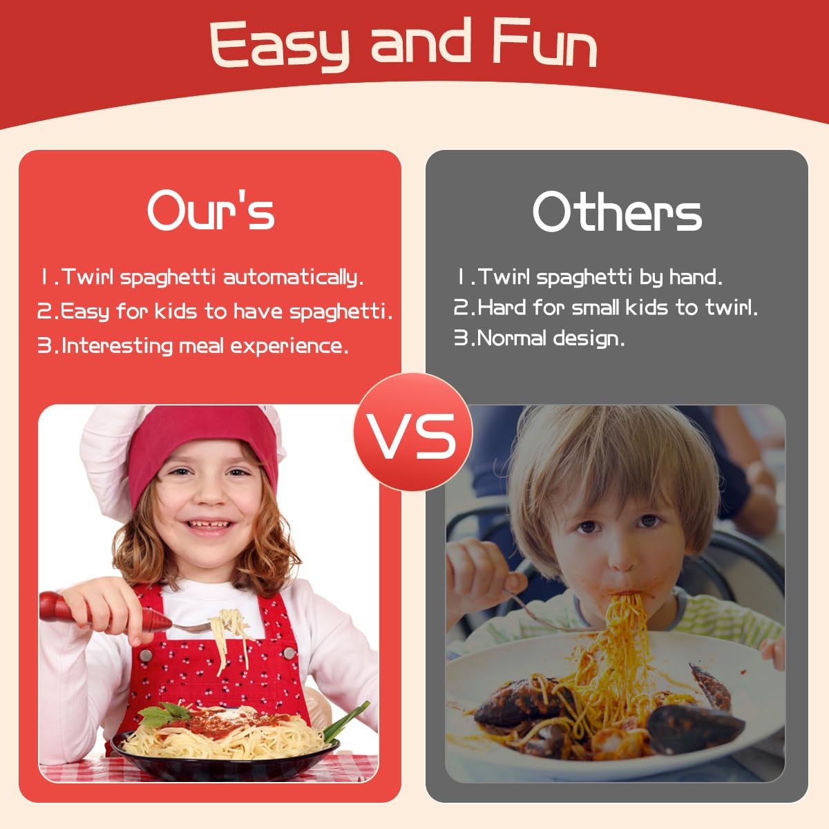 Wingosoph electric twirling fork with dishwasher-safe fork part.