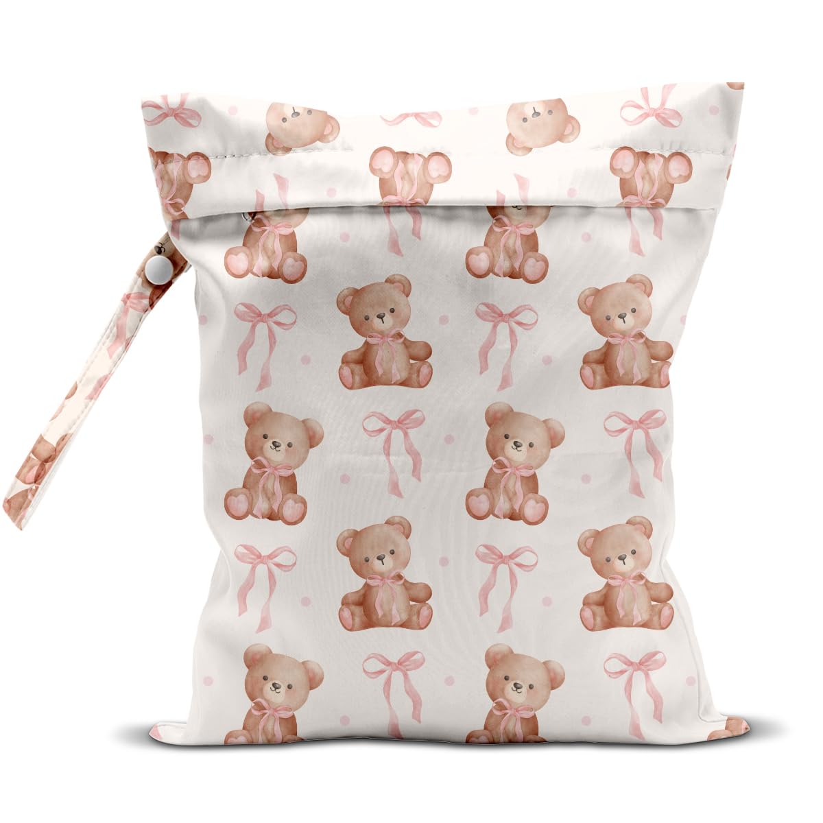 WINGTECA wet bag with bear pink bow design for organized baby gear on the go.