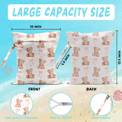 WINGTECA wet bag 12.5 x 10 inches fits diapers and wet items.