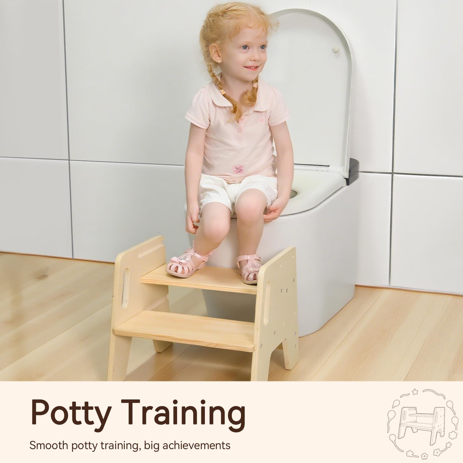 Built-in handle on the Wingyz stool adds support and easy portability for kids.