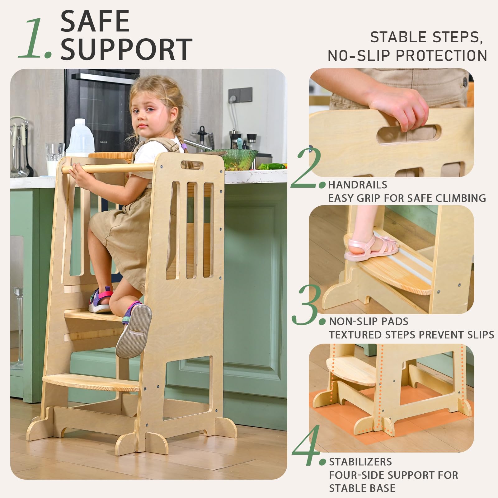 Wingyz Toddler Tower 3 heights showcases adjustable steps for growth.