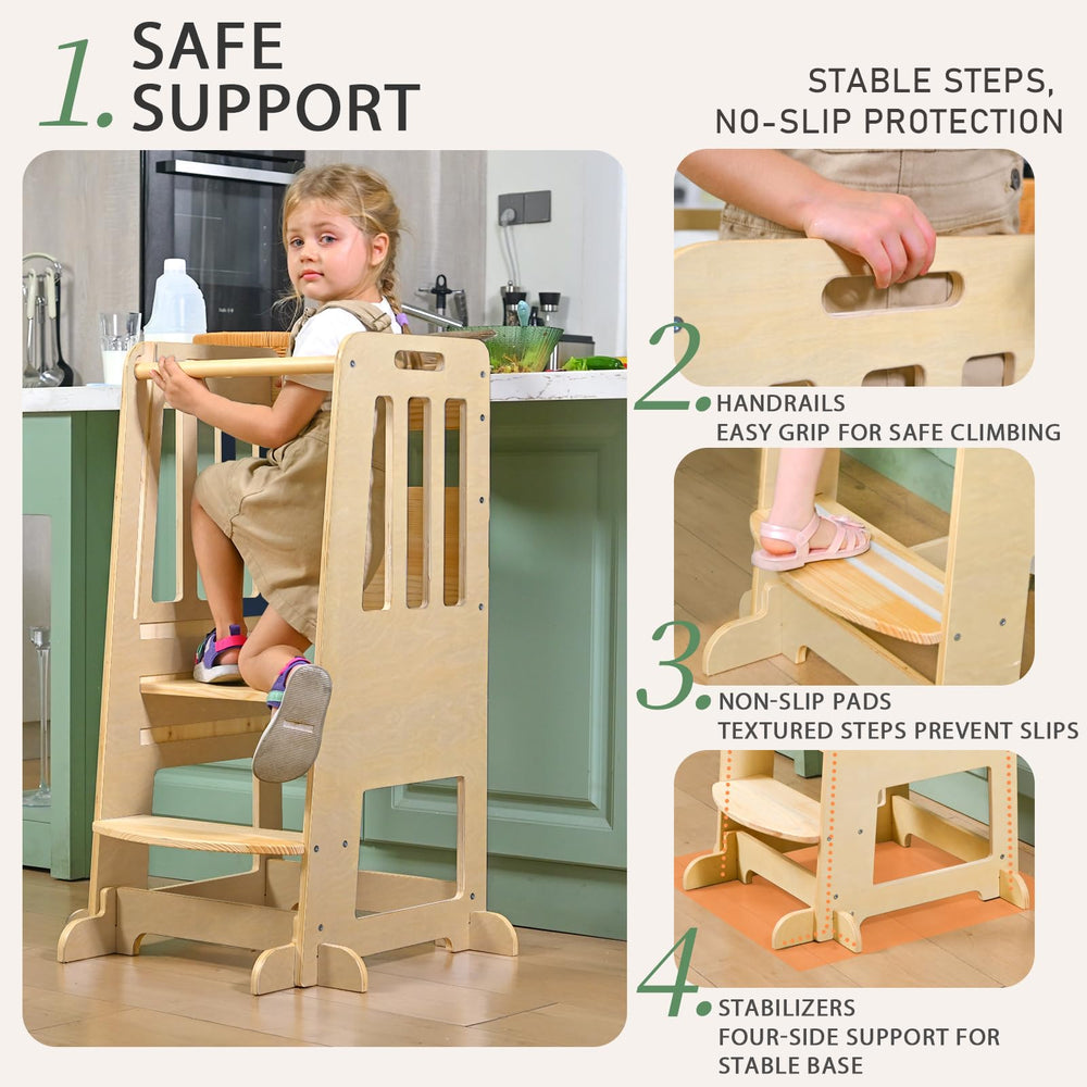 Wingyz Toddler Tower 3 heights showcases adjustable steps for growth.