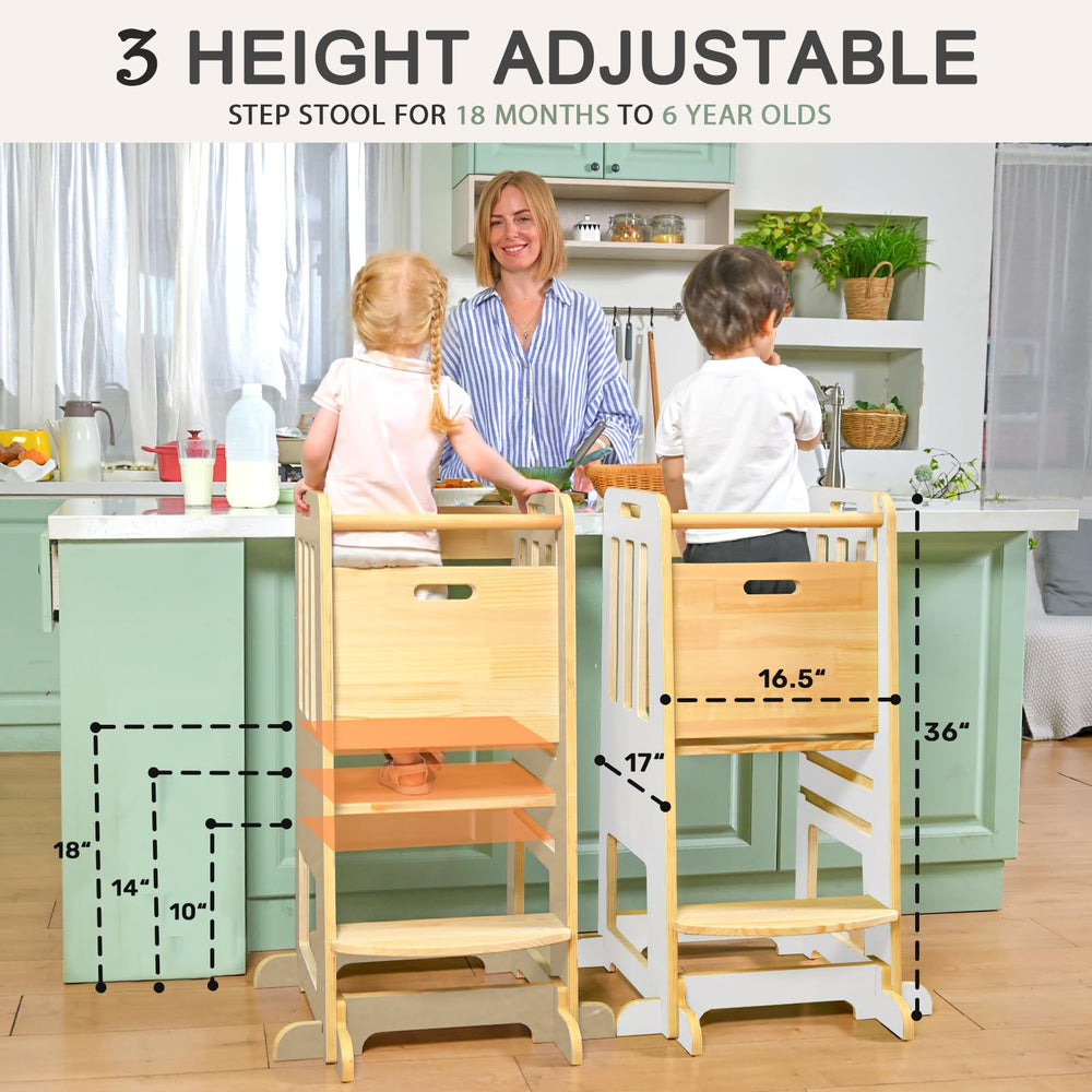 Wingyz Toddler Tower front view emphasizes wide base for stable use.
