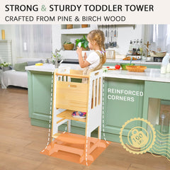 Wingyz Toddler Tower guardrails and anti-tip bars provide added stability.
