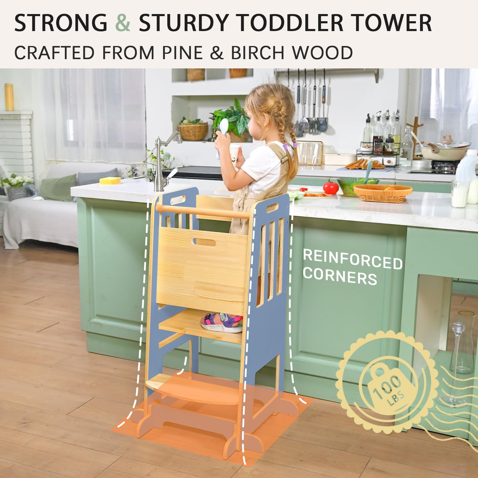 WINGYZ Toddler Tower sliding door enables safe entry and exit.