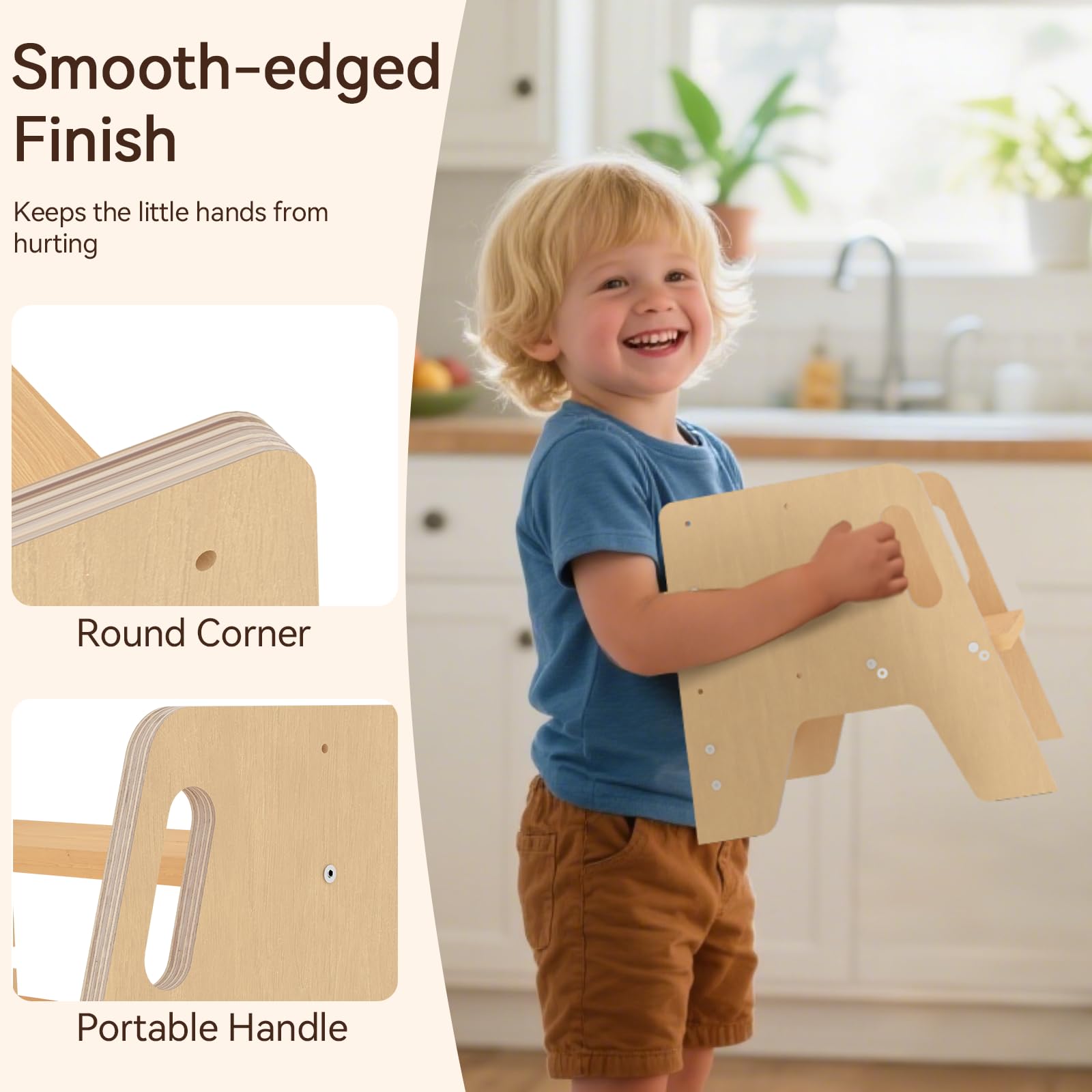 Smooth anti-slip steps and wide base promote balance and confidence for children.