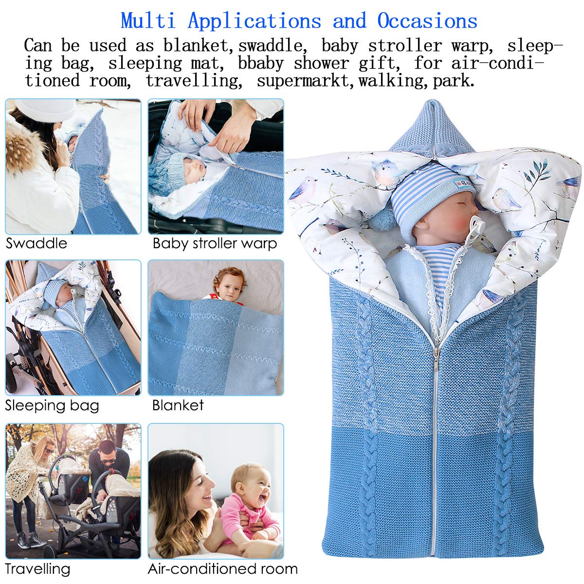 Winmany Adjustable Zippers Blue lets you customize warmth and shape.