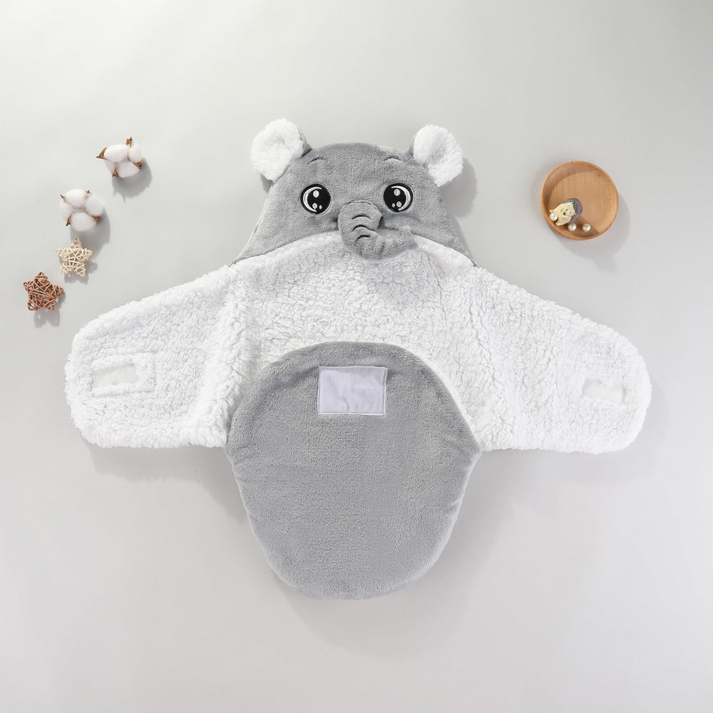 Winmany 3-6 month grey elephant swaddle; growing baby comfort.