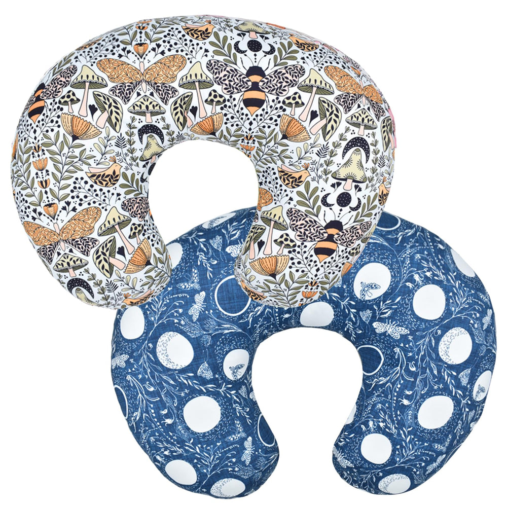 Winmany forest-floral nursing pillow cover front view, soft stretch fabric for baby comfort