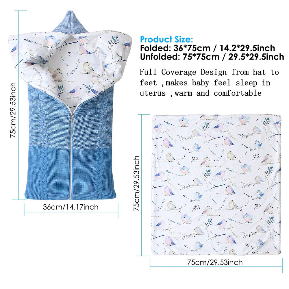 Winmany Multi-Use Swaddle Blue adapts as blanket, sleeping bag, or stroller wrap.