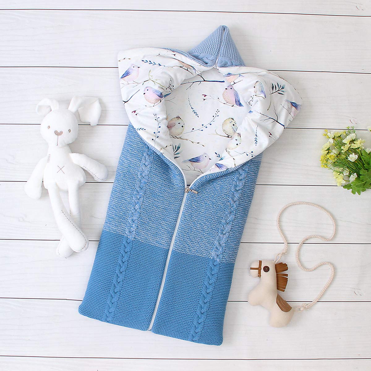 Winmany Sleeping Bag Zipper Blue offers quick diaper changes indoors or outdoors.