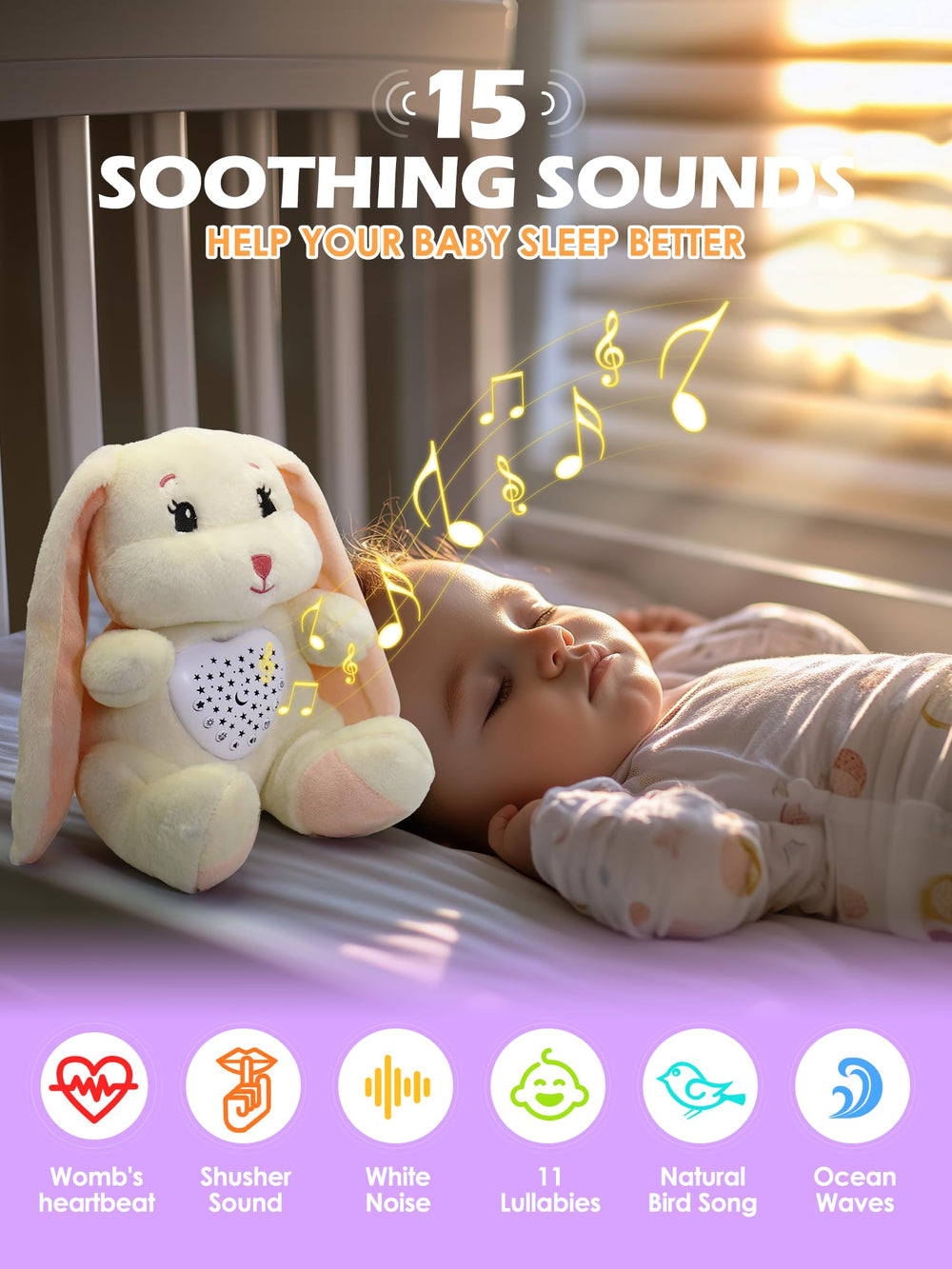 Winoon starry projector night light creates a calming nursery ambiance.