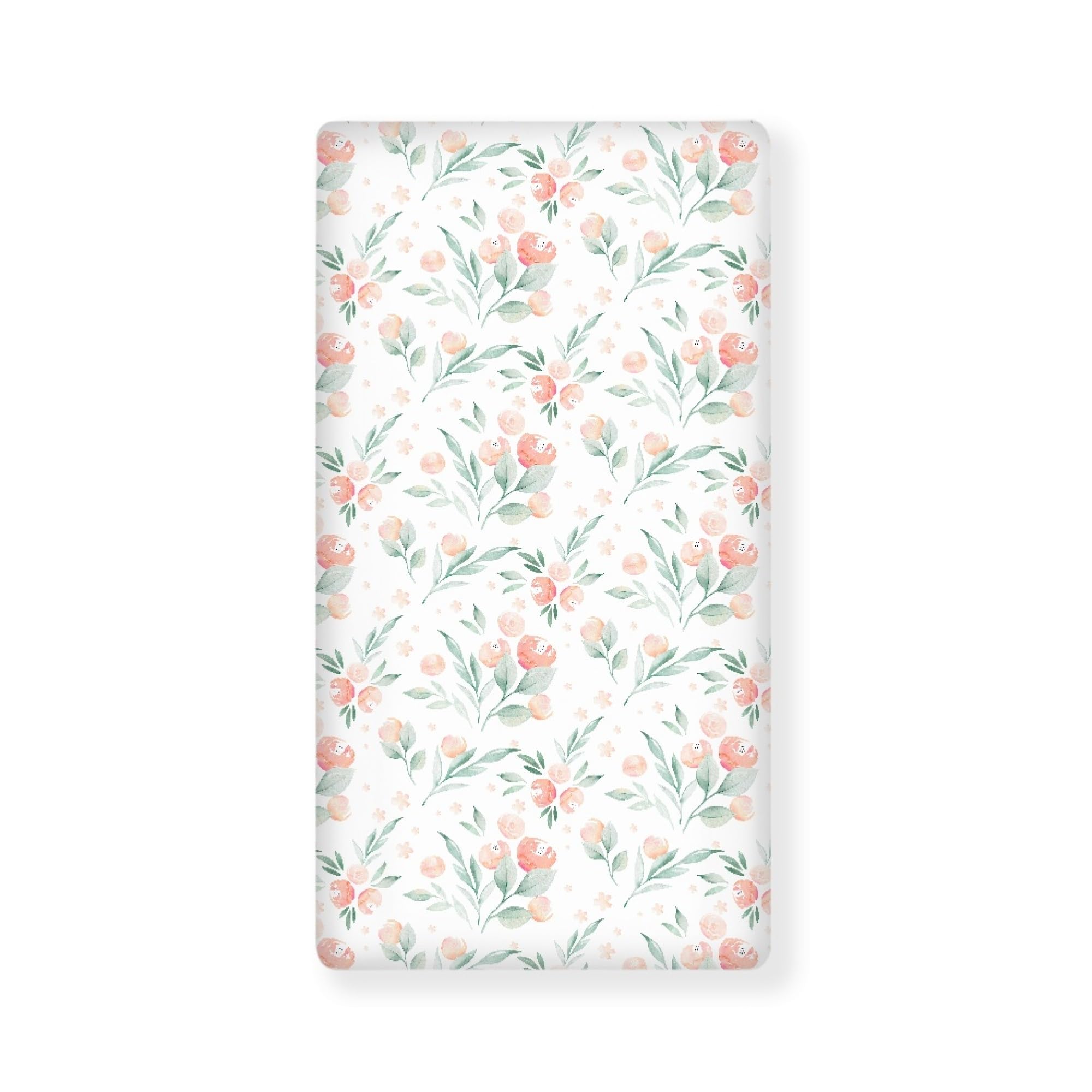 Winpema floral crib sheet in pink with a snug elastic edge.