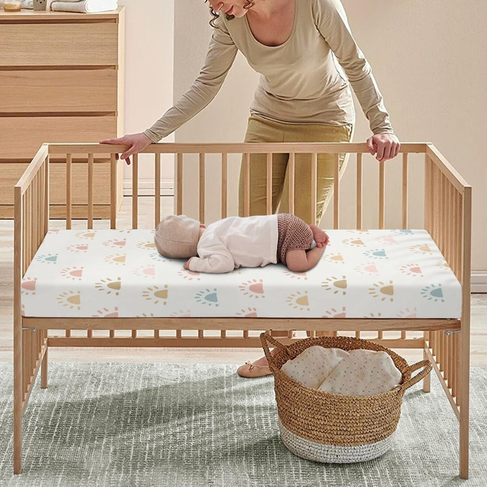 Winpema pink sun crib sheet—neutral design for boys and girls
