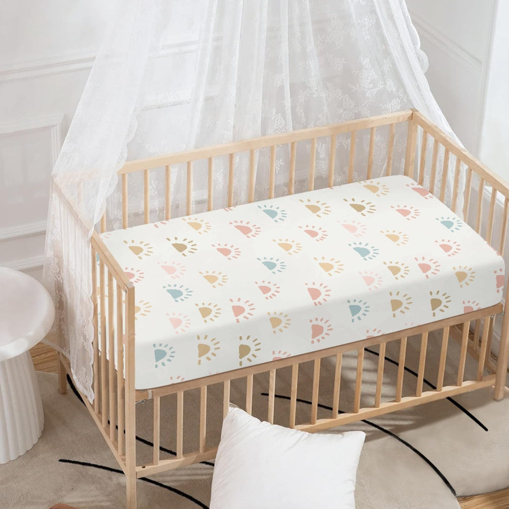 Winpema yellow sun crib sheet—soft polyester for baby's comfort