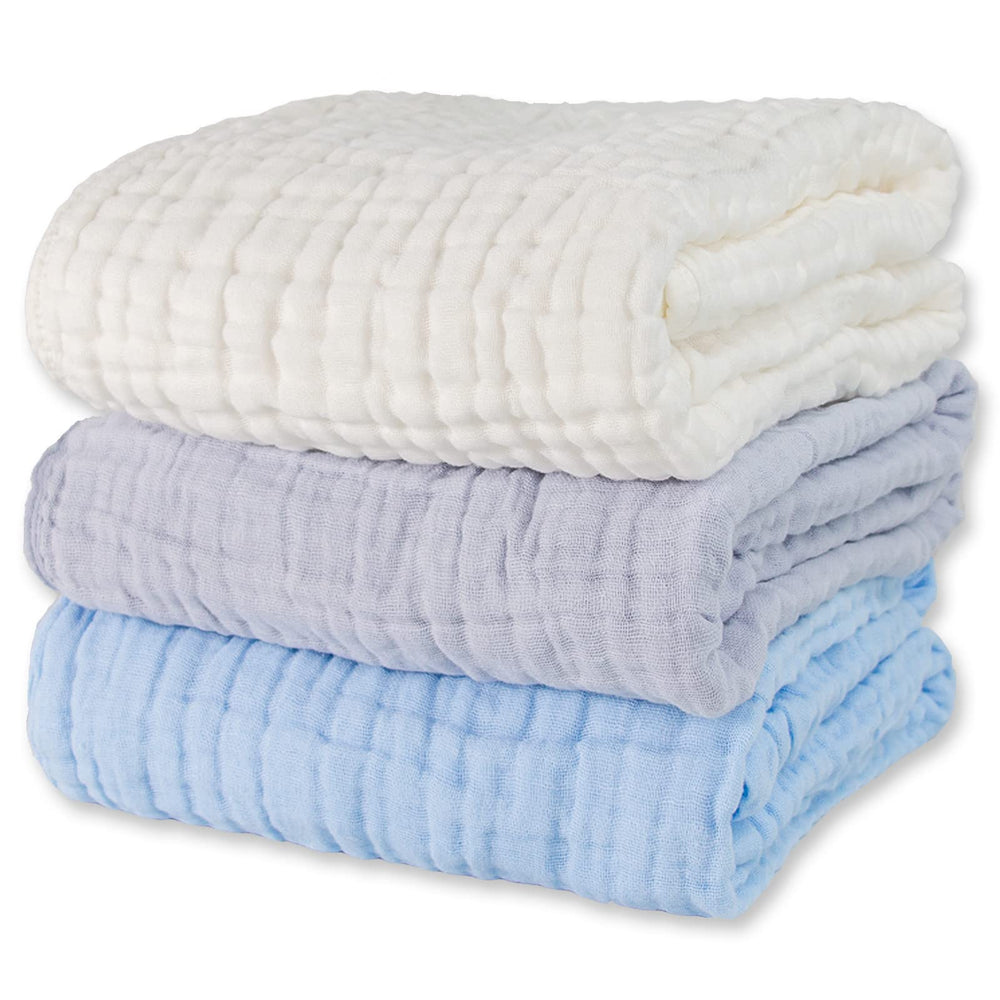 WinReal muslin baby towels close-up of soft cotton texture, gentle on delicate skin.