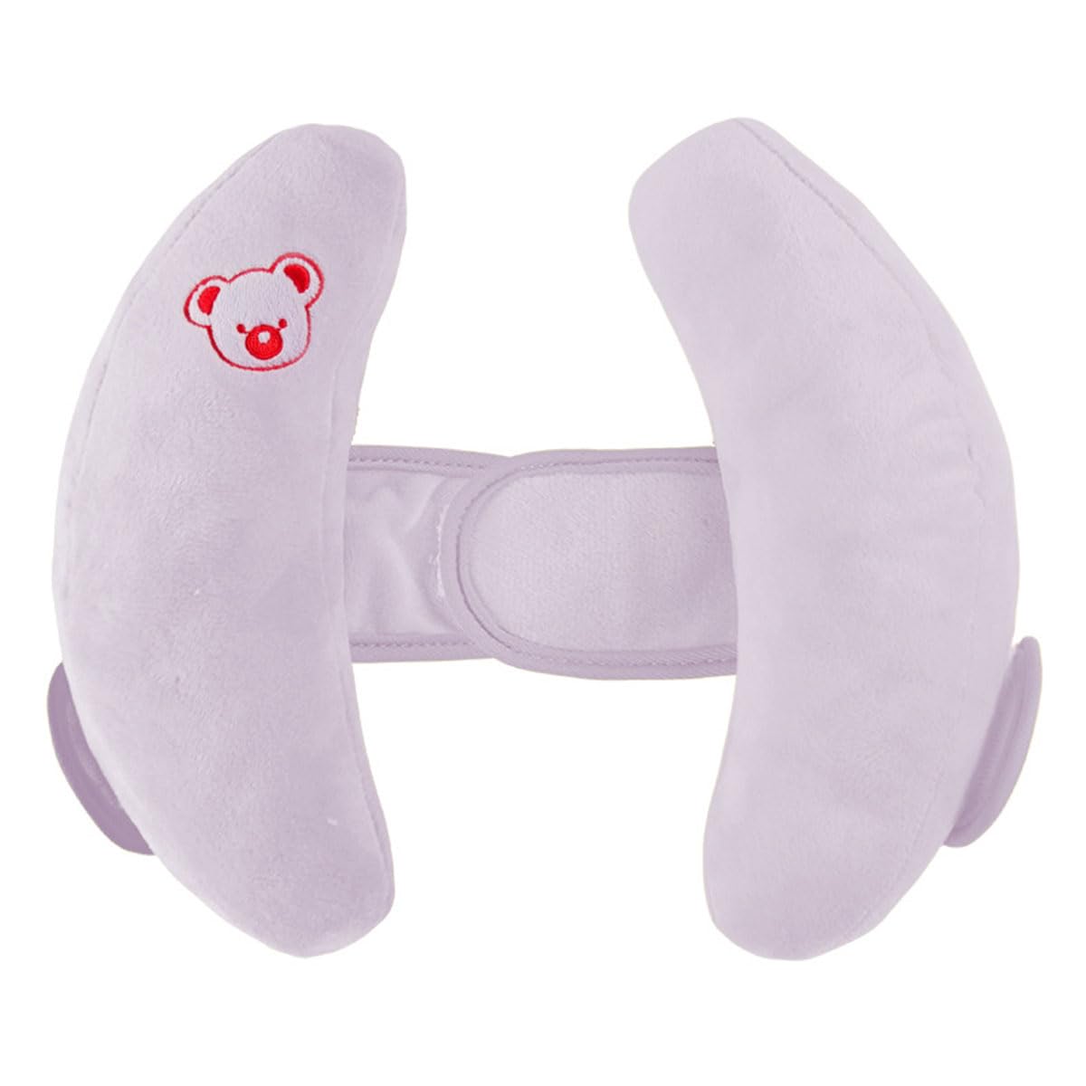 Winsation purple baby travel pillow in car seat providing added head support.