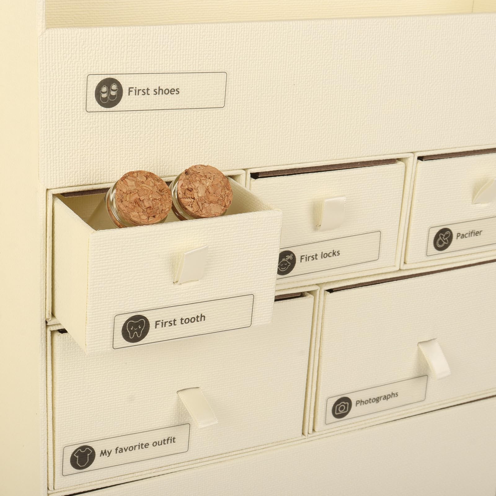 Storing hospital wristbands alongside keepsakes with care.