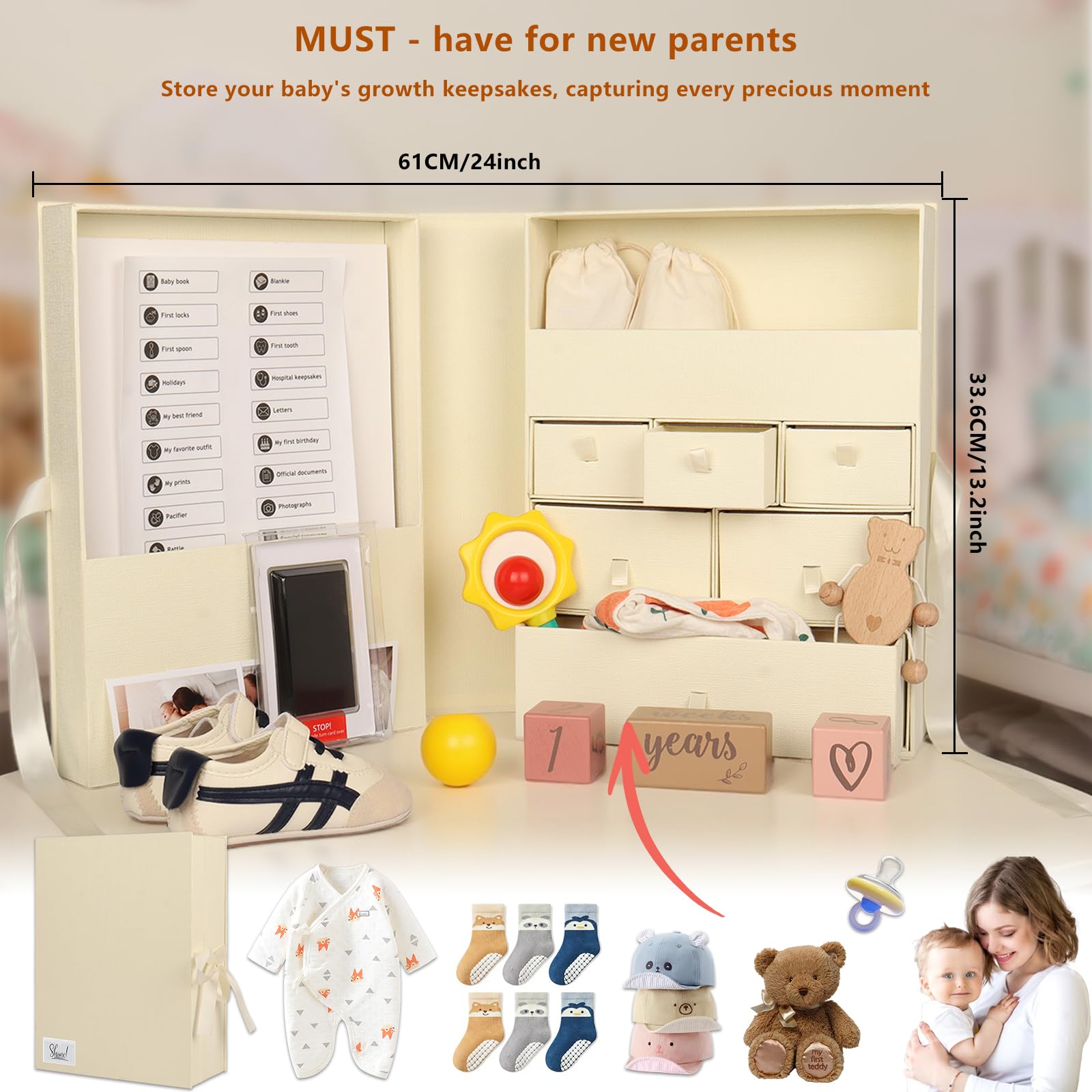 Space for photos and tiny shoes in the WINTC keepsake box.