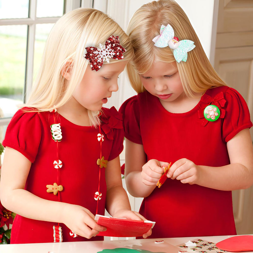 Winthrop polyester material Christmas bow hairclip offers durable lightweight wear.