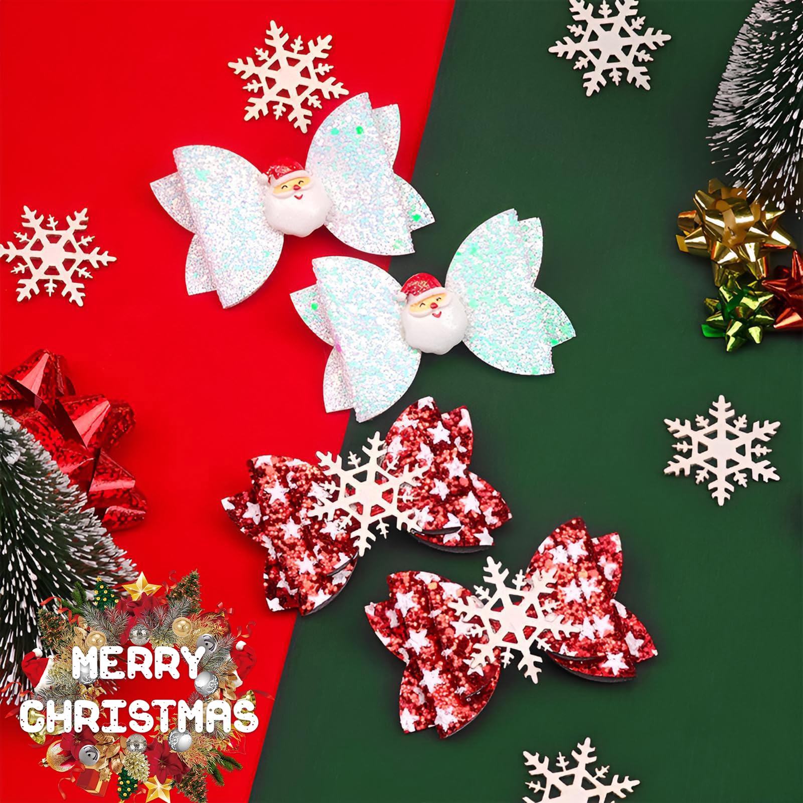 Winthrop red Santa bow hairclip for bright holiday styling.